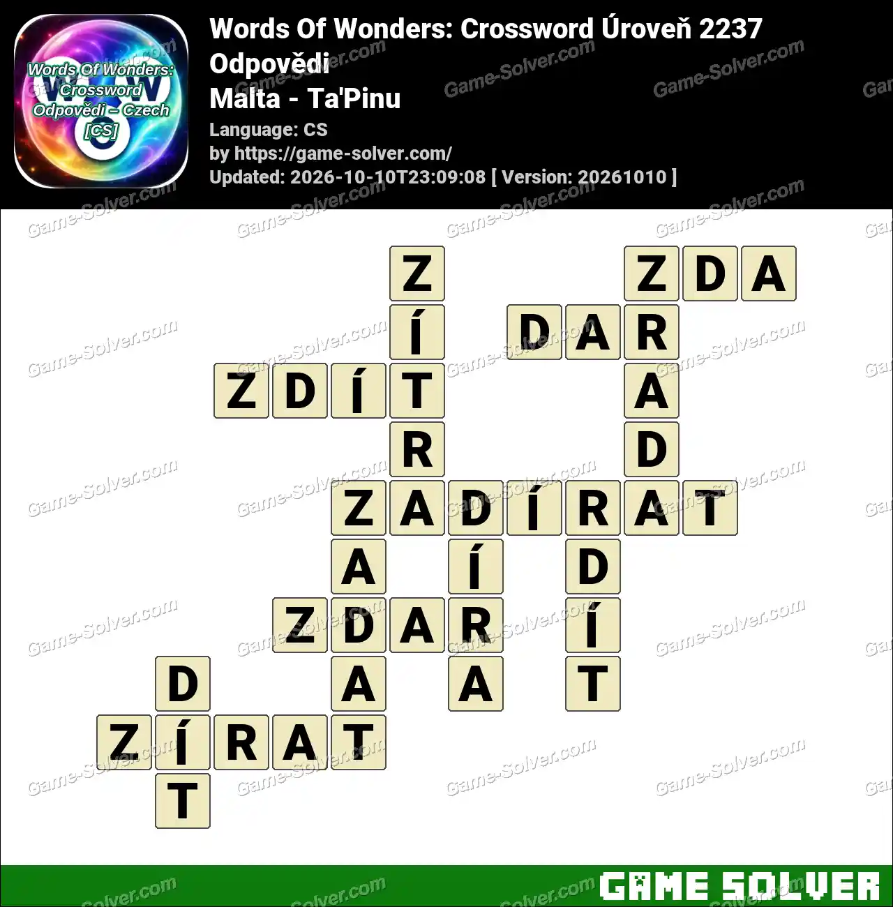 Words Of Wonders: Crossword Úroveň 2237 Odpovědi – Malta – Ta’Pinu